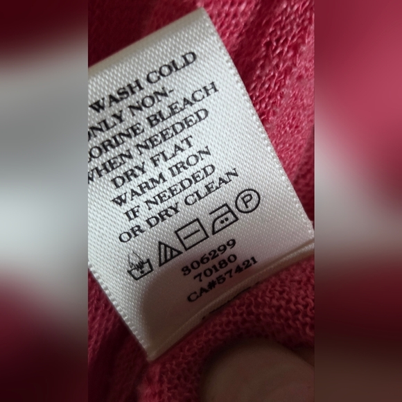 Ann Taylor M Punch Pink Lngslv Knit LINEN Blend Cropped Women’s Open Cardigan - Picture 5 of 9